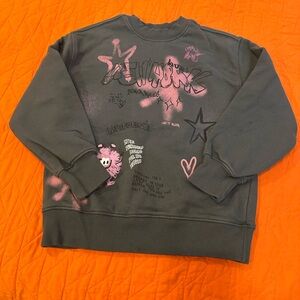 Zara girls Gray Sweatshirt with Pink Graffiti Size 9/10